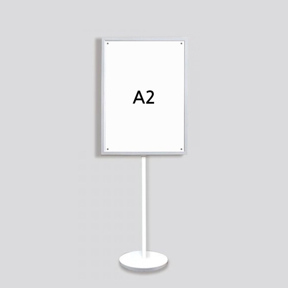 개폐식 사인스탠드 A2 화이트 원형받침 가로세로겸용 - 메인 이미지