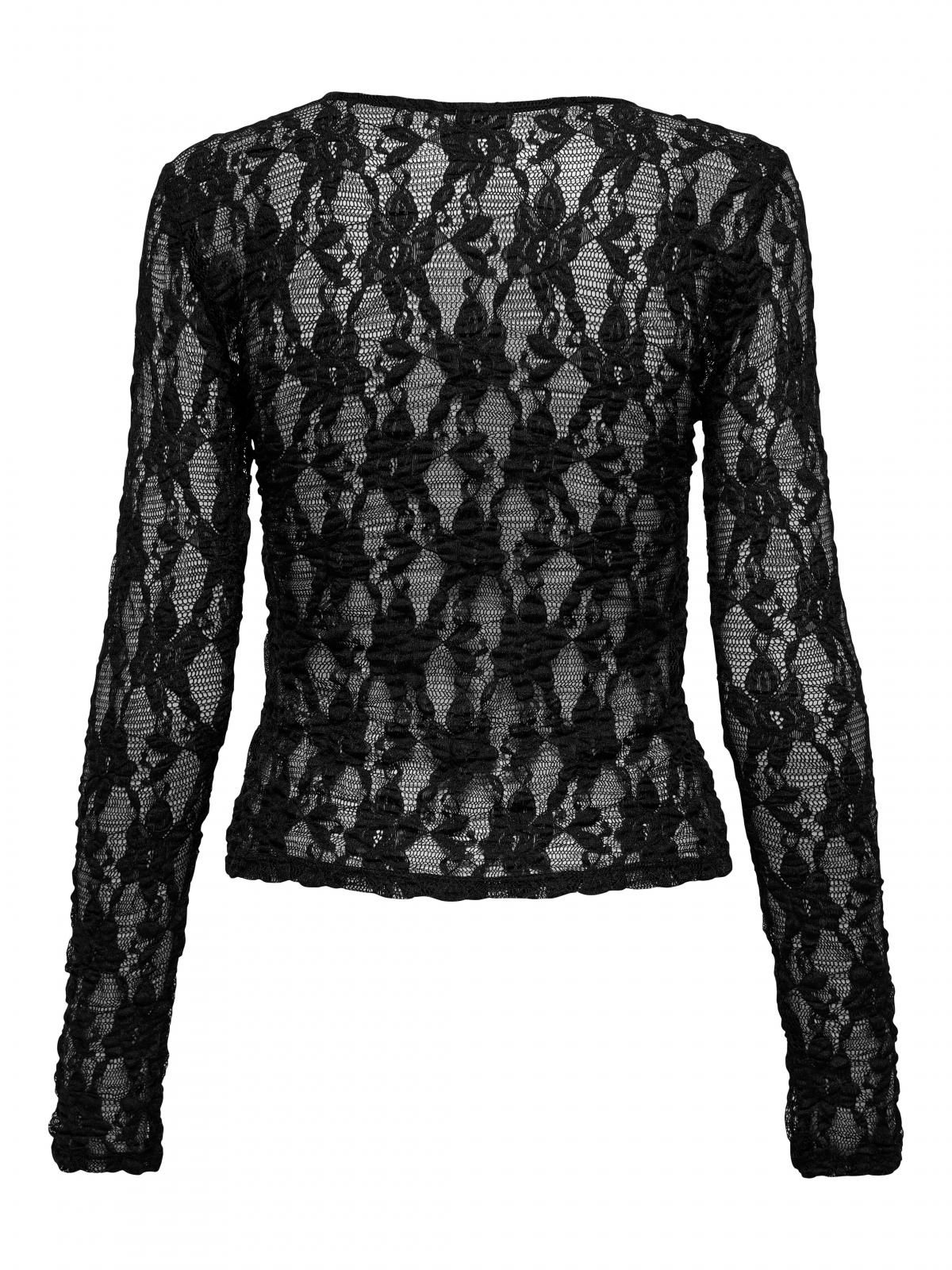 온리 레이스 크롭 라운드넥 긴팔 탑 15363763_2161 BLACK / BLACK - 상세 이미지 4