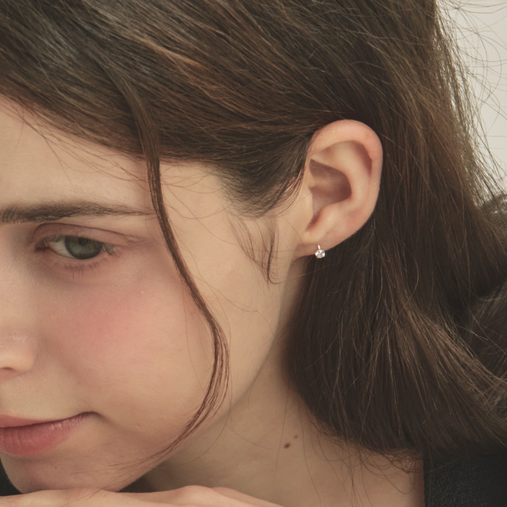 14k 베이직 큐빅 미니 원터치 링 귀걸이 6mm 귓바퀴 링 피어싱