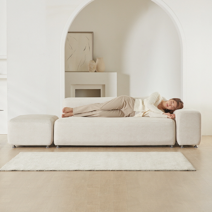 (희망일배송) 몽쉘 모듈형 기능성 조야 패브릭 소파 라이트베이지, 3인용