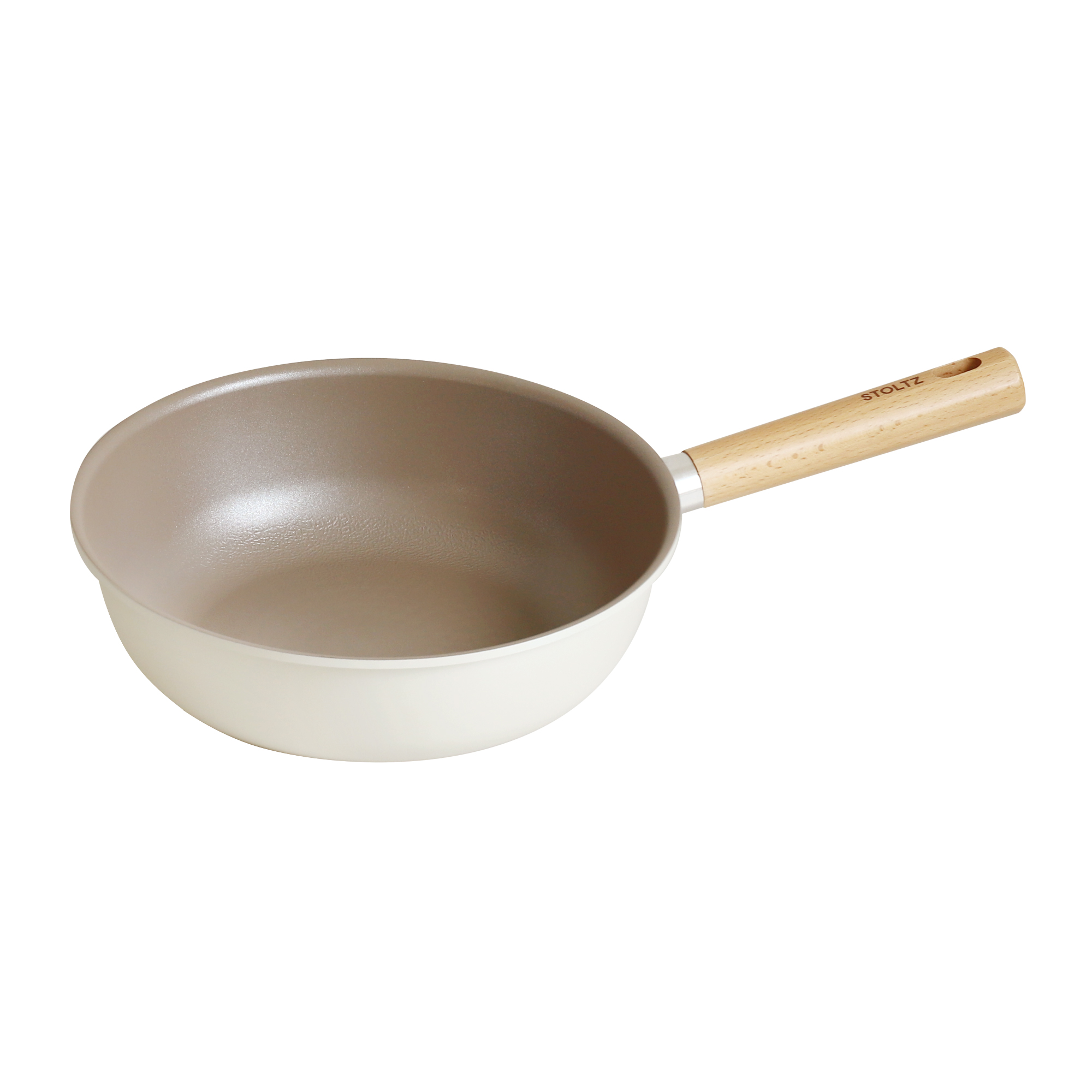 STOLTZ 슈톨츠 크림 쿡웨어 IH 궁중팬(웍팬) 26cm 원목손잡이 인덕션겸용 - 상품 이미지