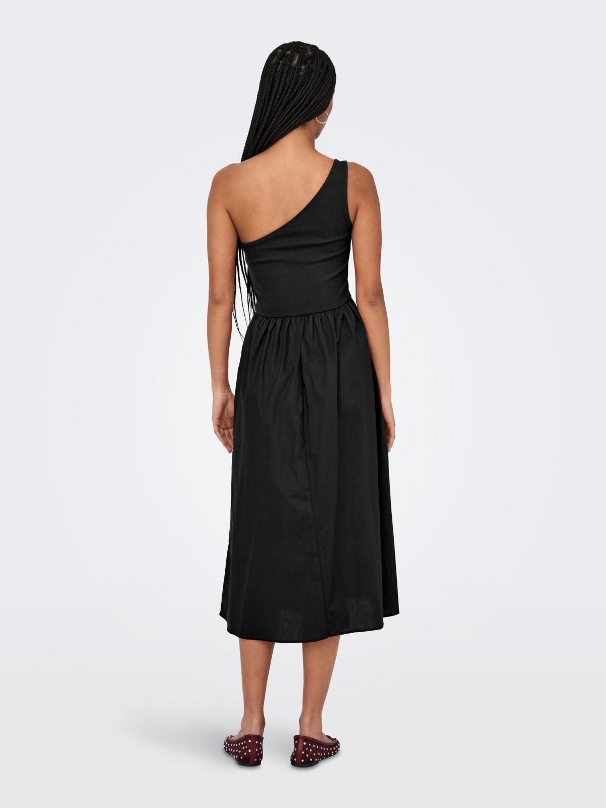 온리 모던 테크니컬 원숄더 롱 원피스 블랙 15350246_2161 BLACK / BLACK - 상세 이미지 2