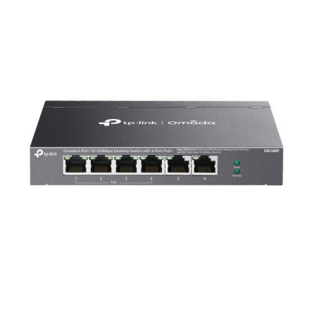 [TP-Link] 티피링크 DS106P Omada 100M 6포트 PoE 스위치 (4포트 PoE+, 65W)