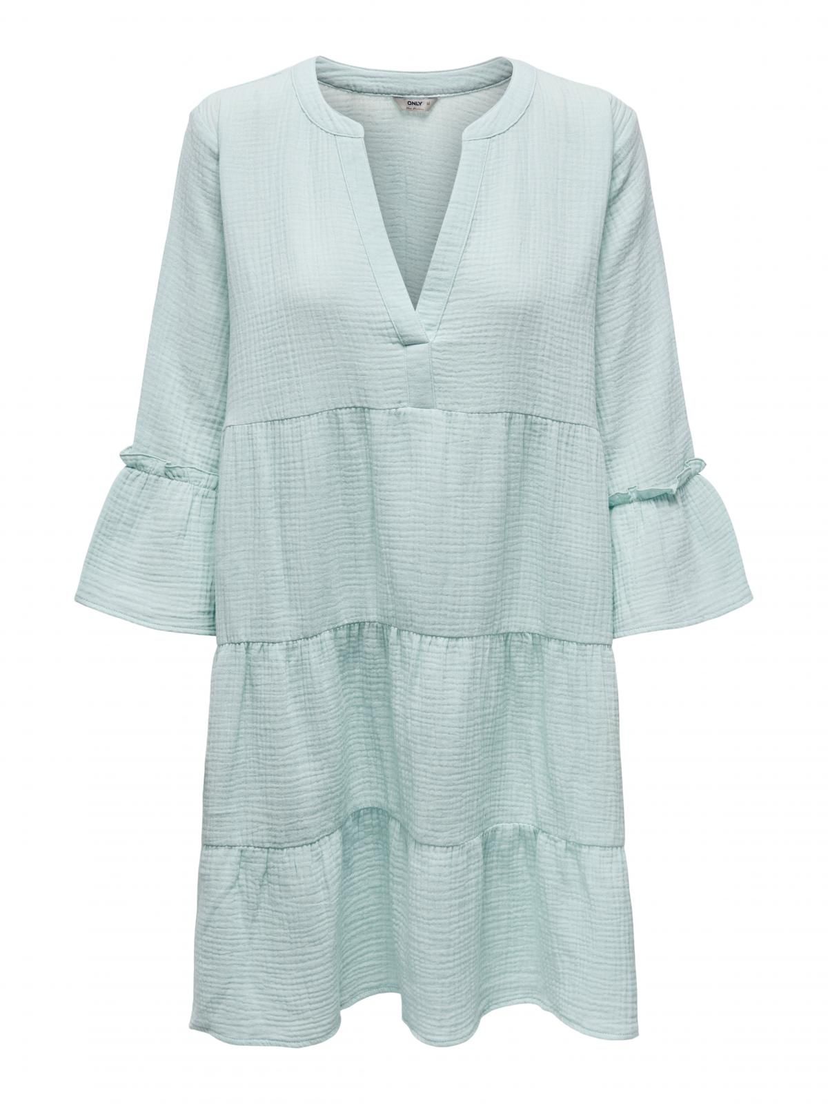 온리 코튼 프릴 미니 원피스 라이트블루 15267999_1439 TURQUOISE / HARBOR GRAY - 상세 이미지 3