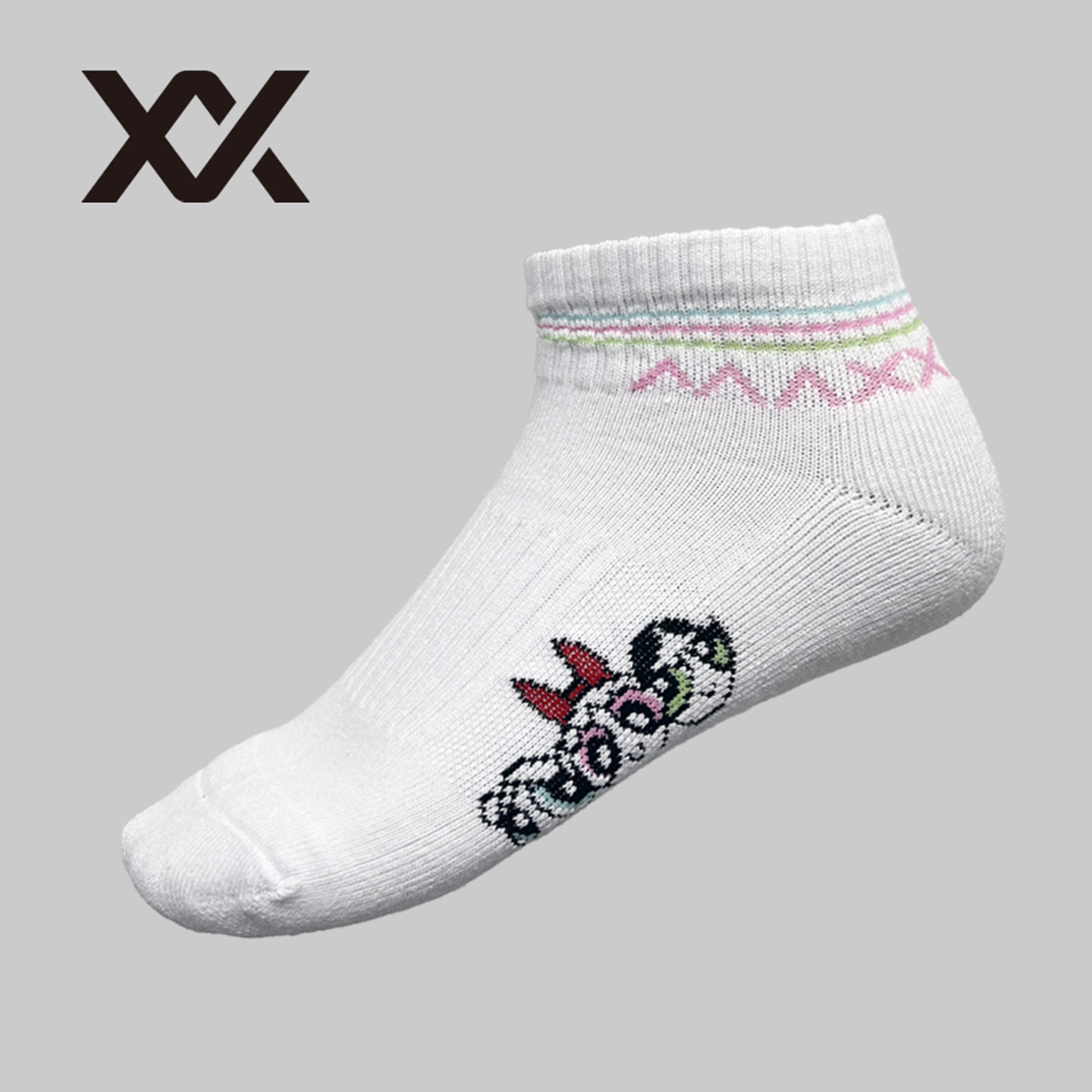MAXX 맥스 파워퍼프걸 콜라보 배드민턴 스포츠 단목 양말 화이트 핑크 - 상세 이미지 4