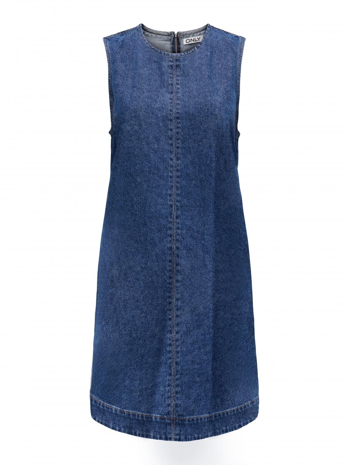 온리 데님 미니 원피스 라운드넥 캐주얼 15354762_2115 BLUE / MEDIUM BLUE DENIM - 상세 이미지 3