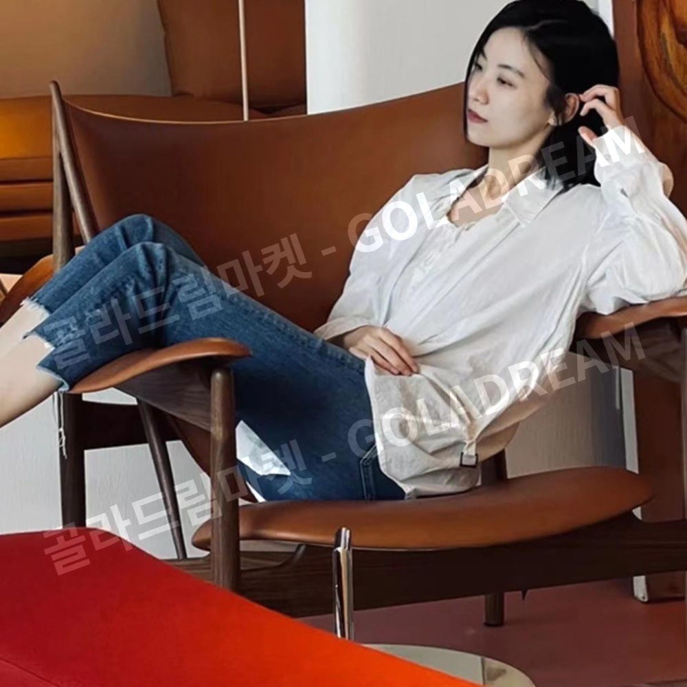 빈티지 1인용 의자 원목 가죽 디자인 인테리어 호텔 라운지 체어 애쉬우드+브라운나파가죽 - 상세 이미지 5