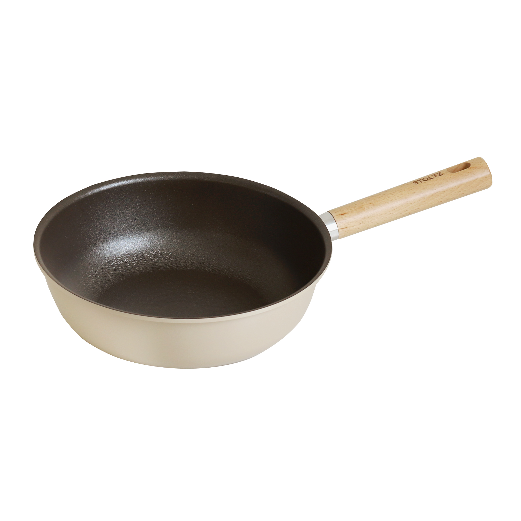 STOLTZ 슈톨츠 초코 쿡웨어 IH 궁중팬(웍팬)26cm 원목손잡이 통주물 후라이팬 - 상품 이미지