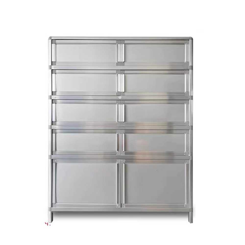 스텐 신발장 다층 구조 방수 내식성 실내외 수납장 4단 63x33x92cm - 상품 이미지