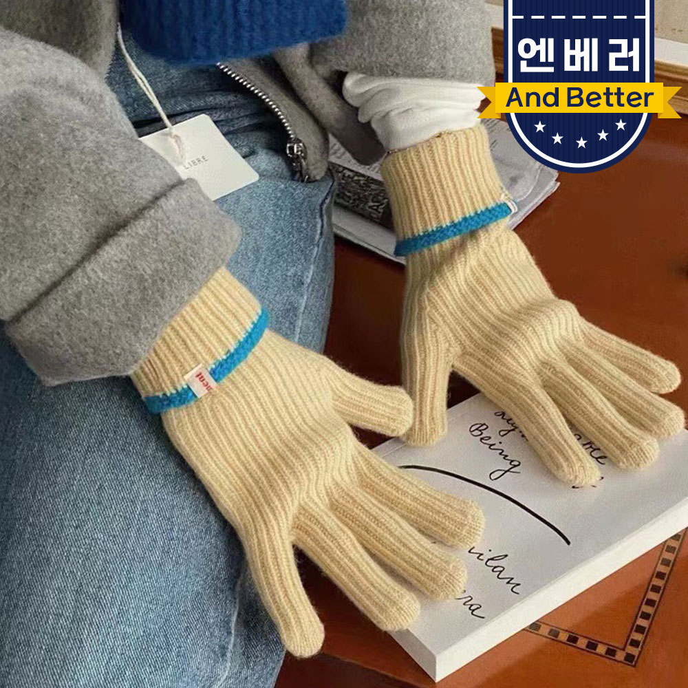 니트 털 캐시미어 장갑 스마트폰터치 핑거홀 운전장갑 여자 겨울 따뜻한 무지 - 상세 이미지 3