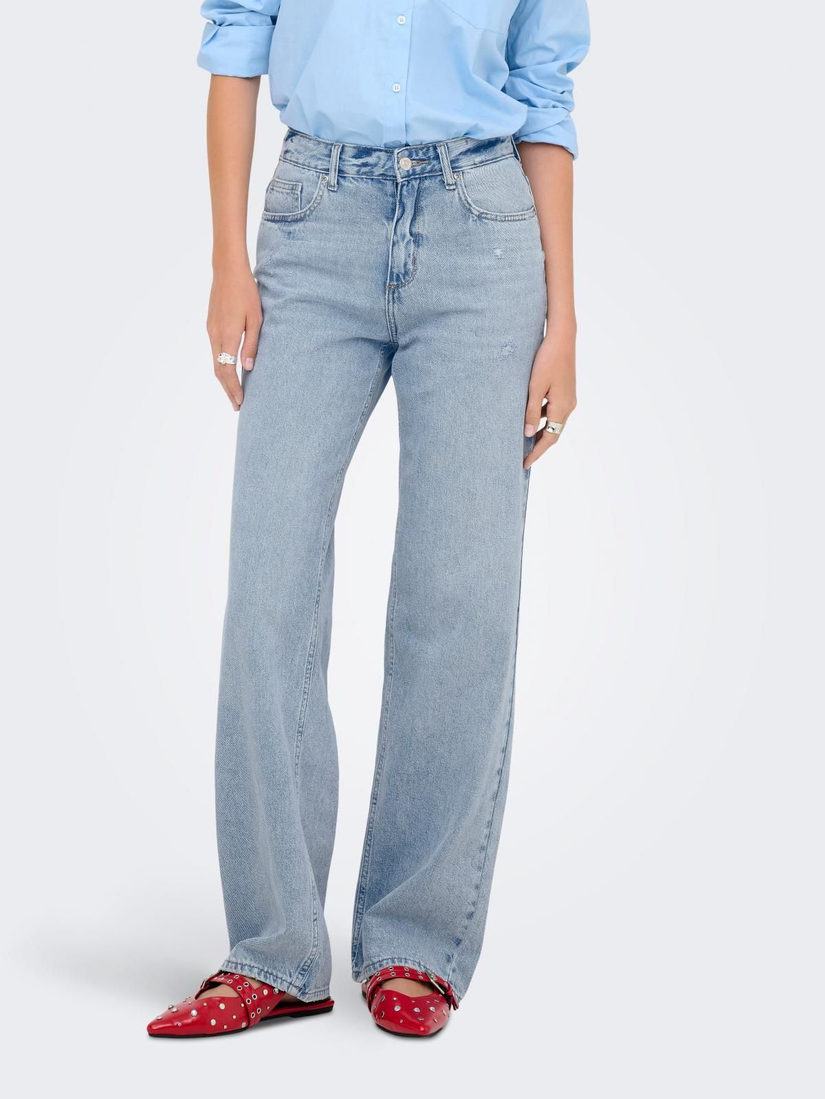 온리 데님 미드웨이스트 스트레이트핏 청바지 15337154_2116 BLUE / LIGHT BLUE DENIM - 메인 이미지