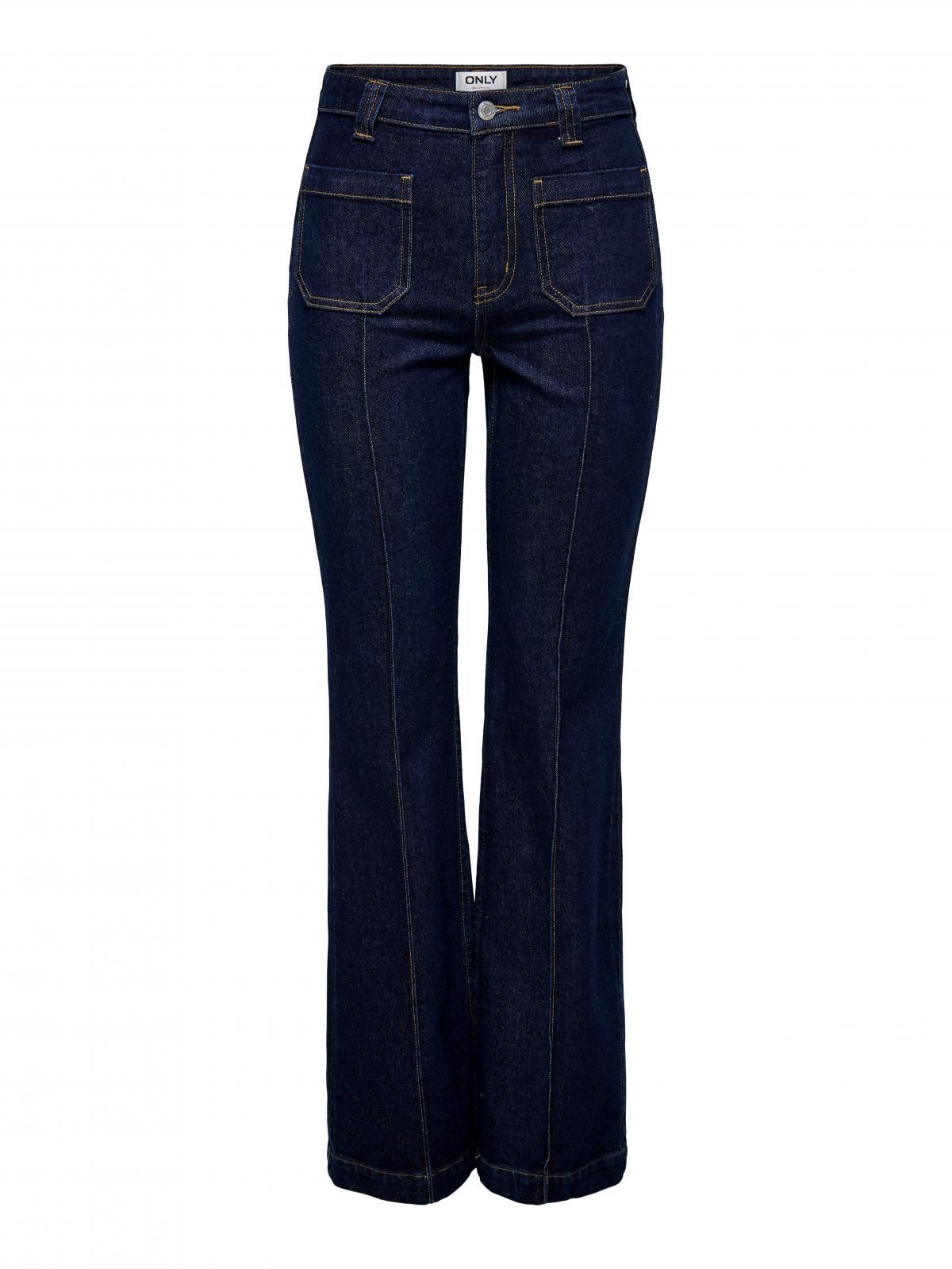 온리 하이웨이스트 플레어핏 데님 팬츠 15365650_2114_1241127 BLUE / DARK BLUE DENIM - 상품 이미지