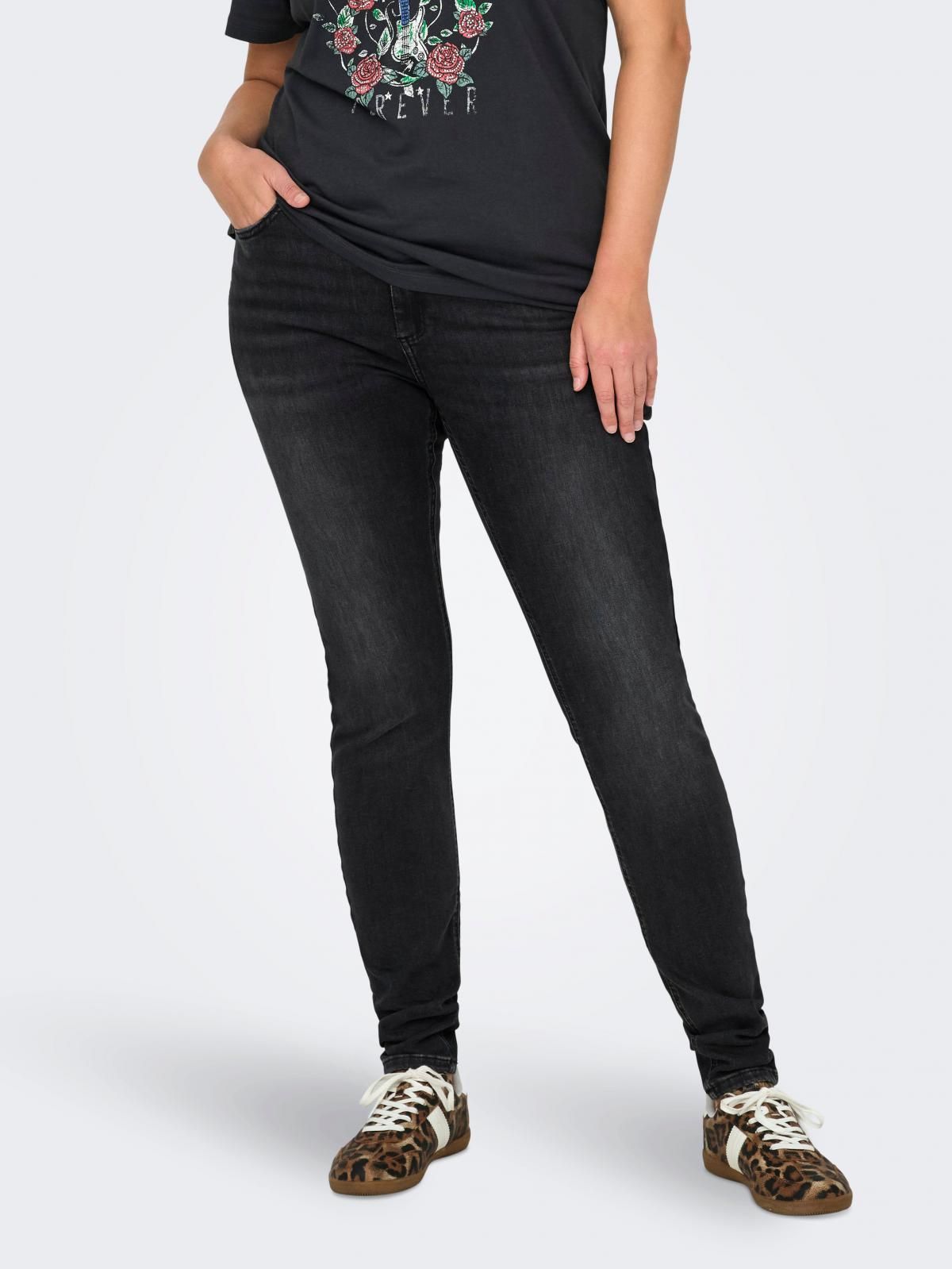 온리 미드웨이스트 흑청 스키니핏 데님 팬츠 15326467_8183 BLACK / WASHED BLACK - 상품 이미지
