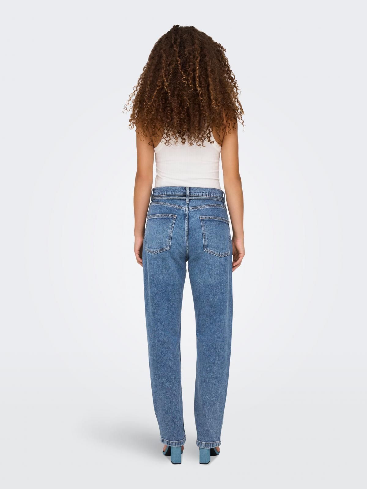 온리 하이웨이스트 슬림 스트레이트핏 청바지 15347668_2115 BLUE / MEDIUM BLUE DENIM - 상세 이미지 2