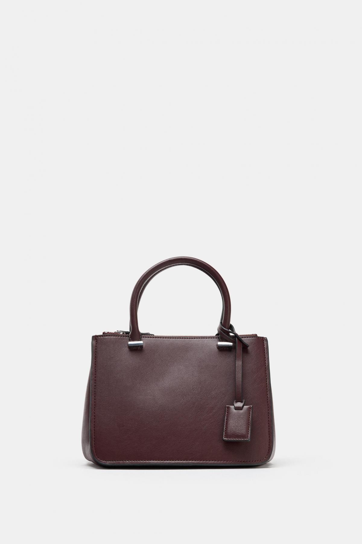 자라 버건디 미니 토트 시티백 더블핸들 6753/610 BURGUNDY RED - 메인 이미지