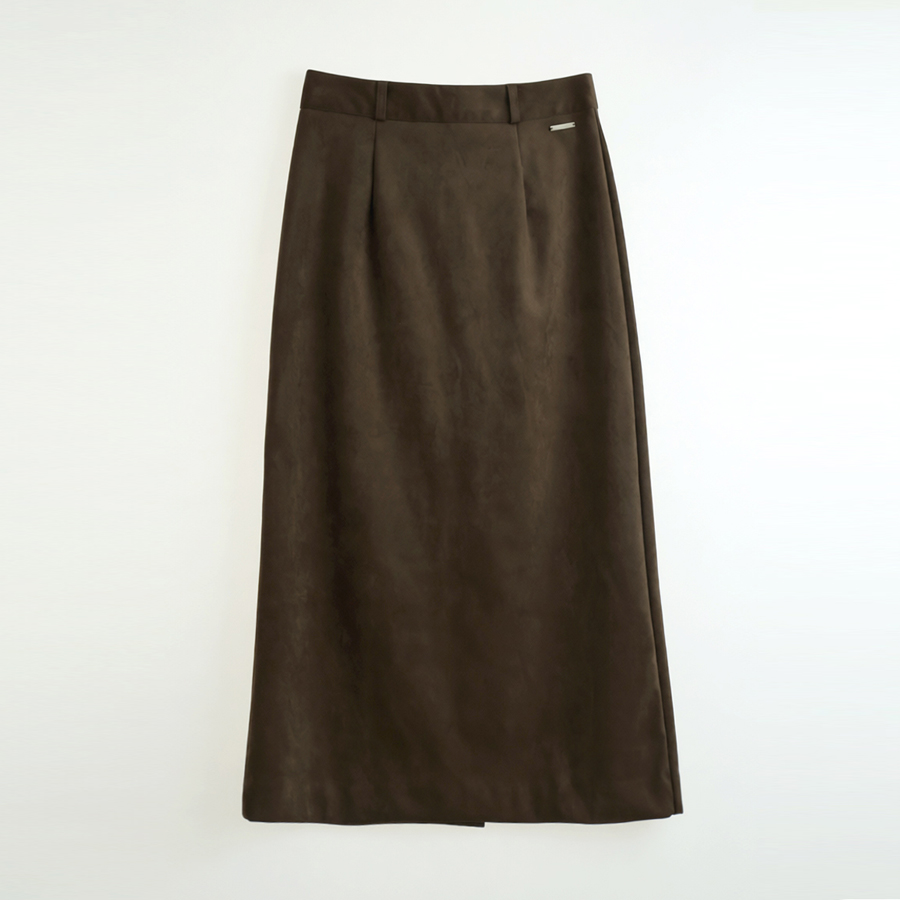 소프트 스웨이드 스트레이트 슬릿 맥시 롱 스커트 (BROWN, 2 SIZE) - 상세 이미지 2