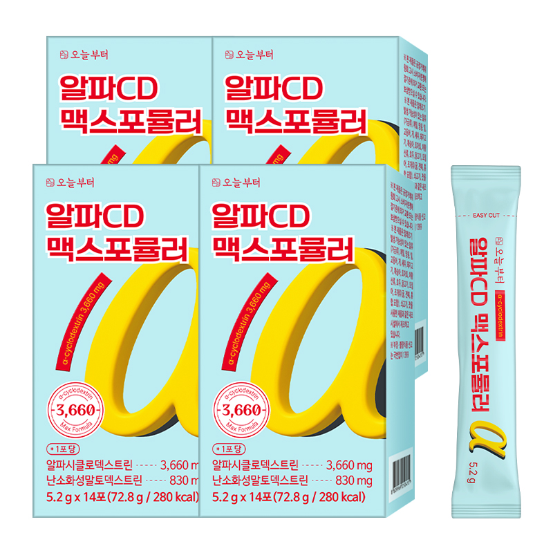 오늘부터 알파CD 맥스포뮬러 난소화성 알파시클로덱스트린 파인애플맛 14포, 4개 - 상품 이미지