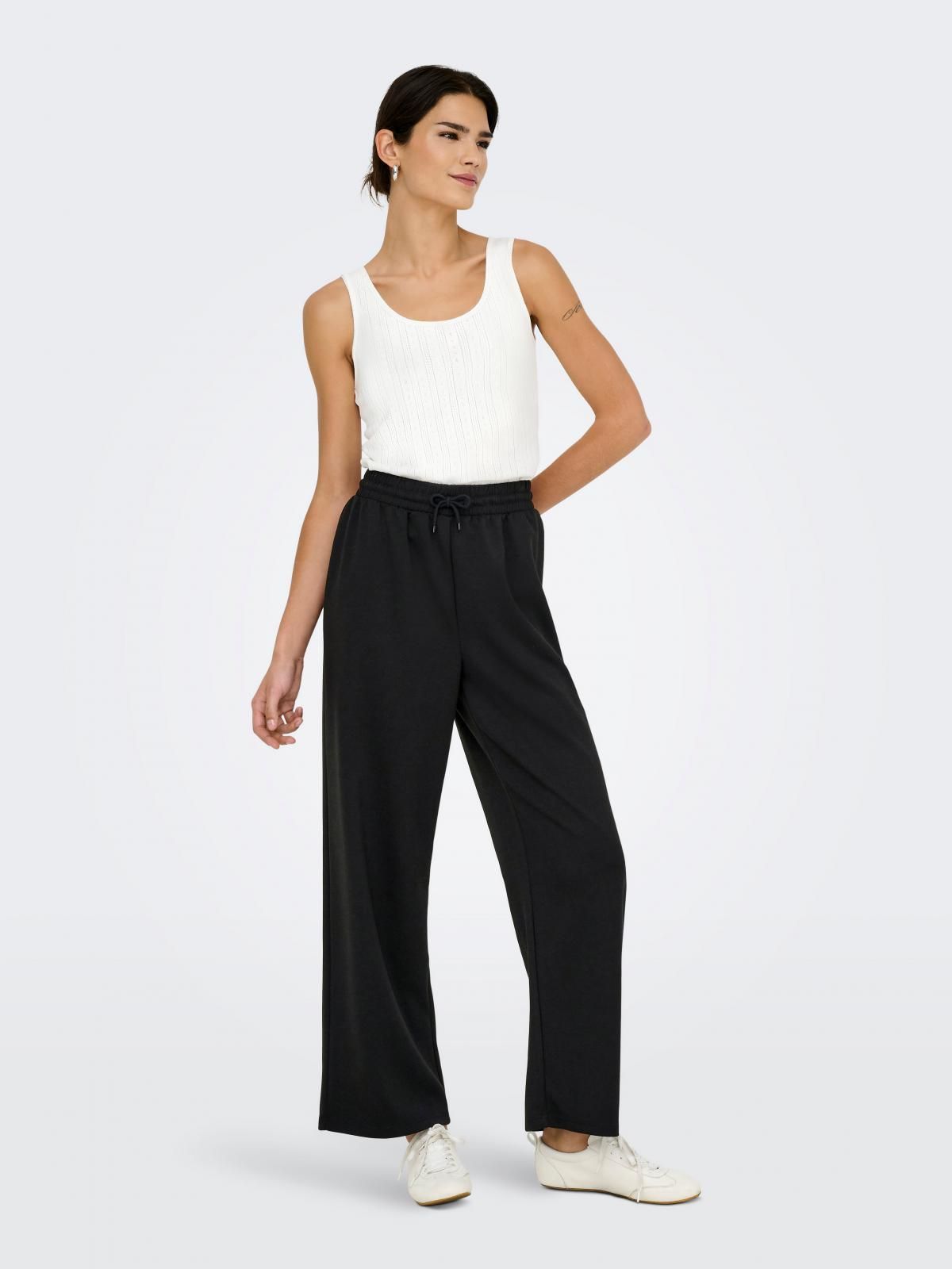 온리 와이드핏 플레어 밴딩 와이드팬츠 15346400_2161 BLACK / BLACK - 상세 이미지 5