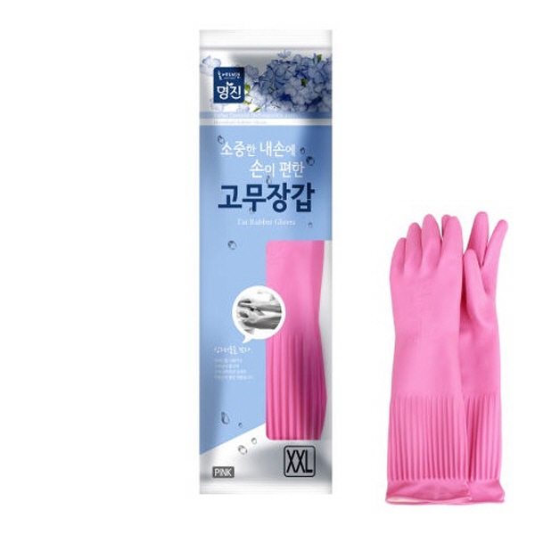 명진 황토숯 일반고무장갑 특특대 23x43cm 핑크 - 상품 이미지