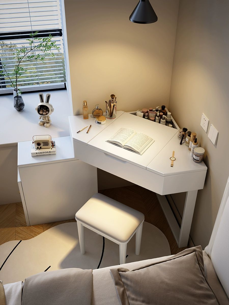 원목 코너 화장대 일체형 책상 협탁 세트 침대 옆 서랍장 - 상세 이미지 3