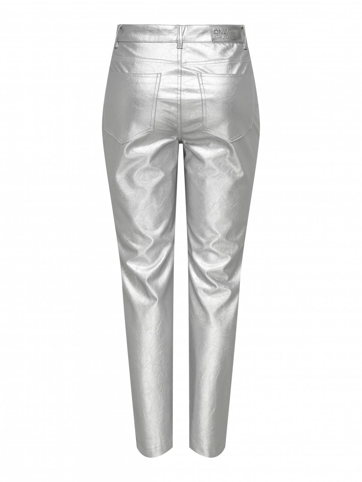 온리 메탈릭 스트레이트핏 페이크레더 팬츠 15325113_387 GREY / SILVER - 상세 이미지 4