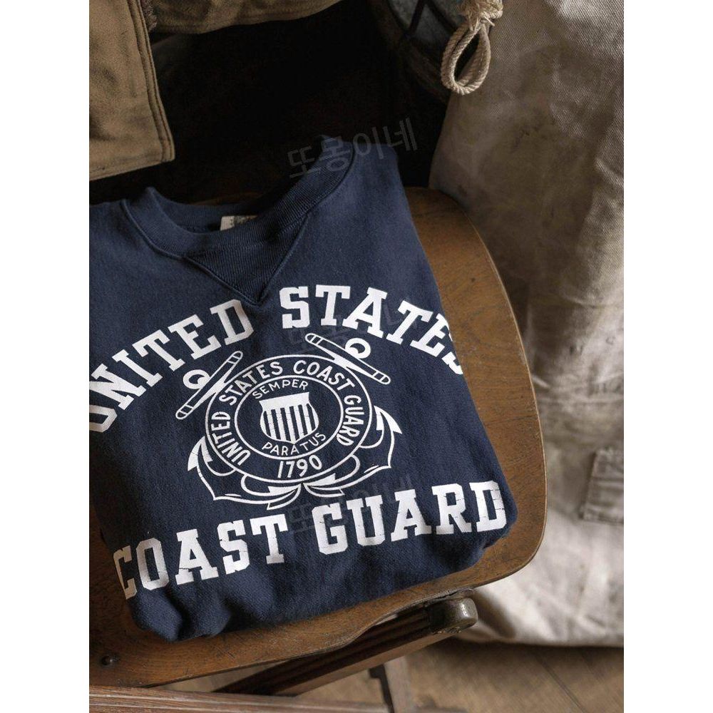 브론슨 BRONSON 해안경비대 USCG 무거운 면 테리 가로 줄무리 더블 V 스웨트 셔츠 해군 M - 상품 이미지