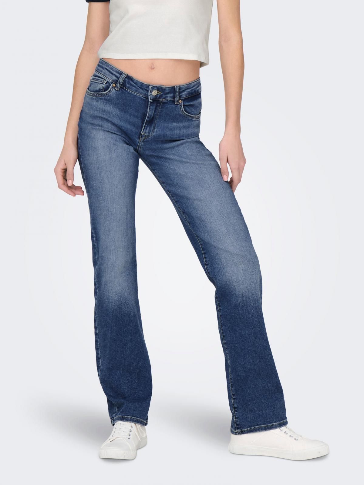 온리 미드웨이스트 스트레이트핏 데님 청바지 15252212_2115 BLUE / MEDIUM BLUE DENIM - 상품 이미지