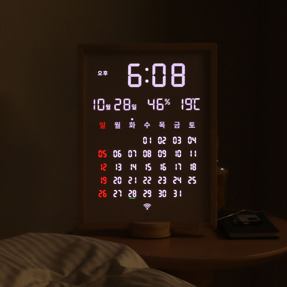오아 캘린더 LED 벽시계 디지털 무소음 벽걸이 시계 거실 사무실 전자 달력 개업 선물