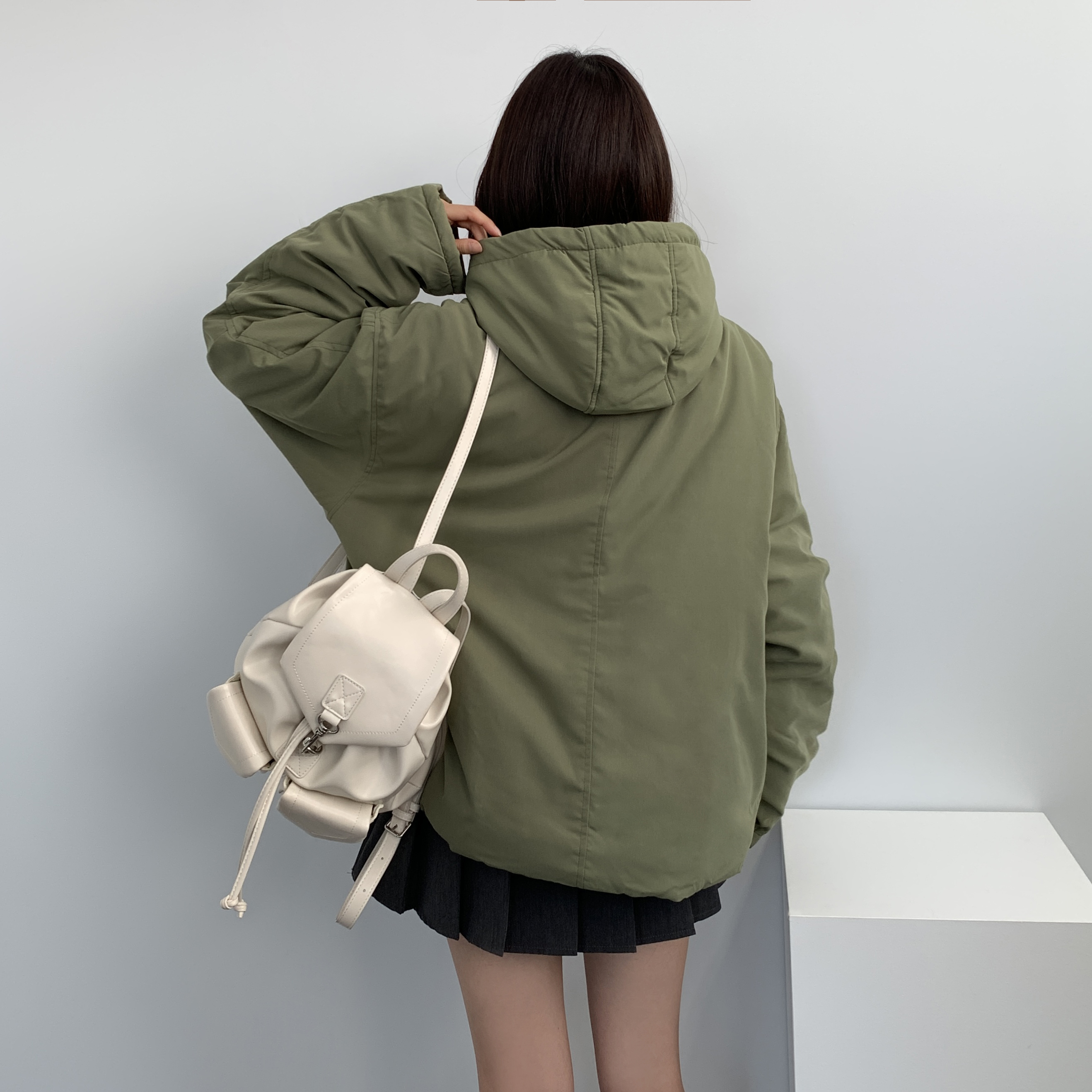 여성 웰론 숏 롱 패딩 키작녀 하프 더블 톰보이 떡볶이 코트 겨울아우터 - 상세 이미지 3