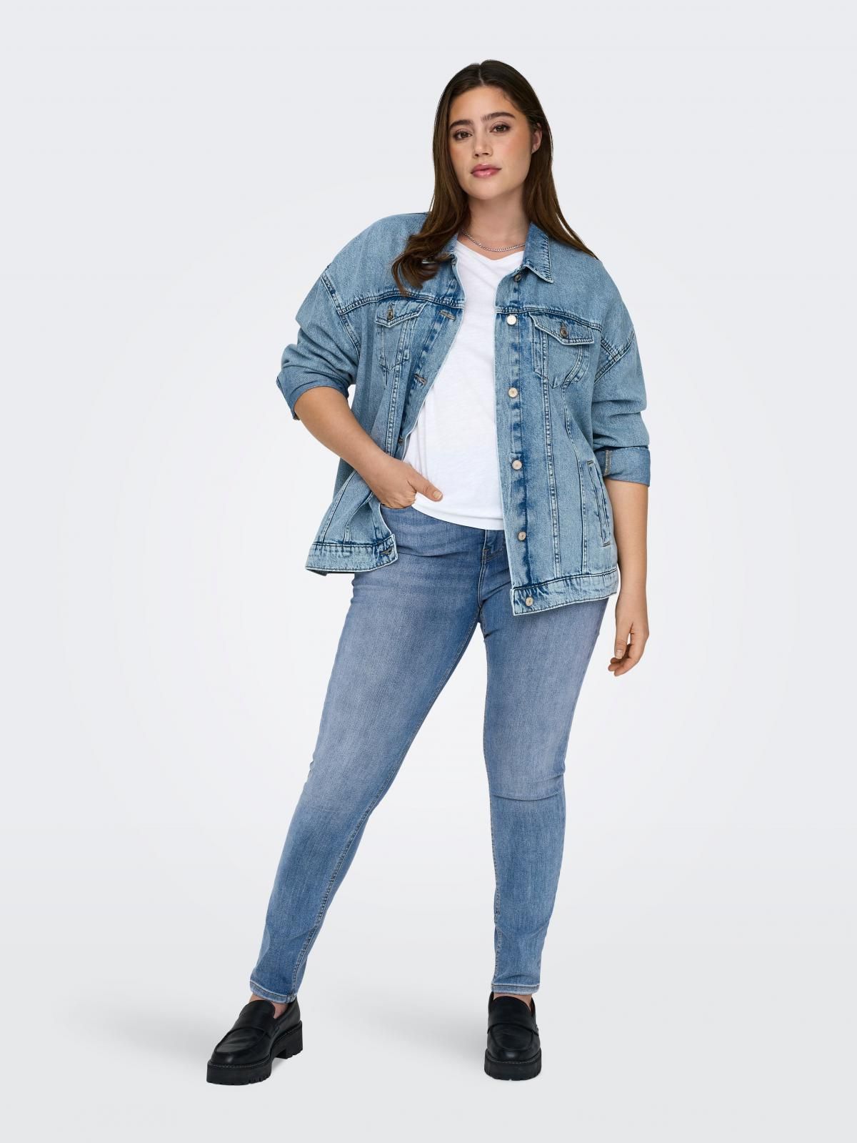 온리 플러스사이즈 데님 스키니핏 청바지 15331875_2116 BLUE / LIGHT BLUE DENIM - 상세 이미지 5