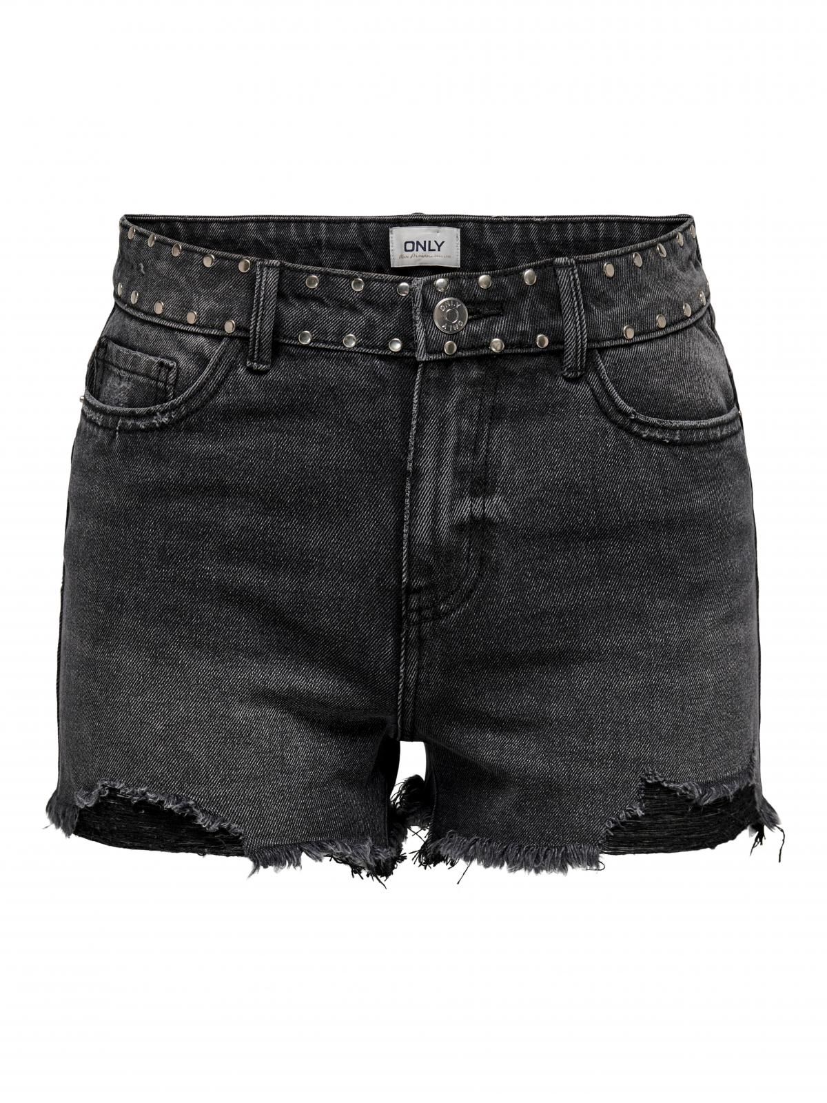 온리 하이웨이스트 테크니컬 데님 숏팬츠 15231006_2103 BLACK / BLACK DENIM - 상세 이미지 3