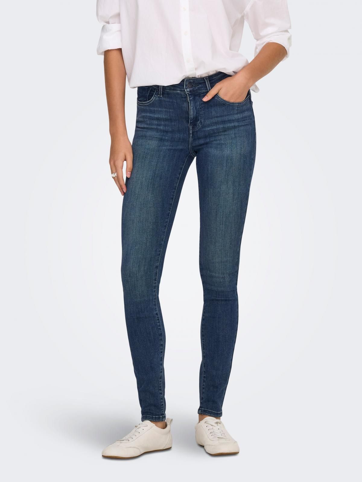 온리 데님 미드라이즈 스키니핏 청바지 15366668_2114 BLUE / DARK BLUE DENIM - 상품 이미지