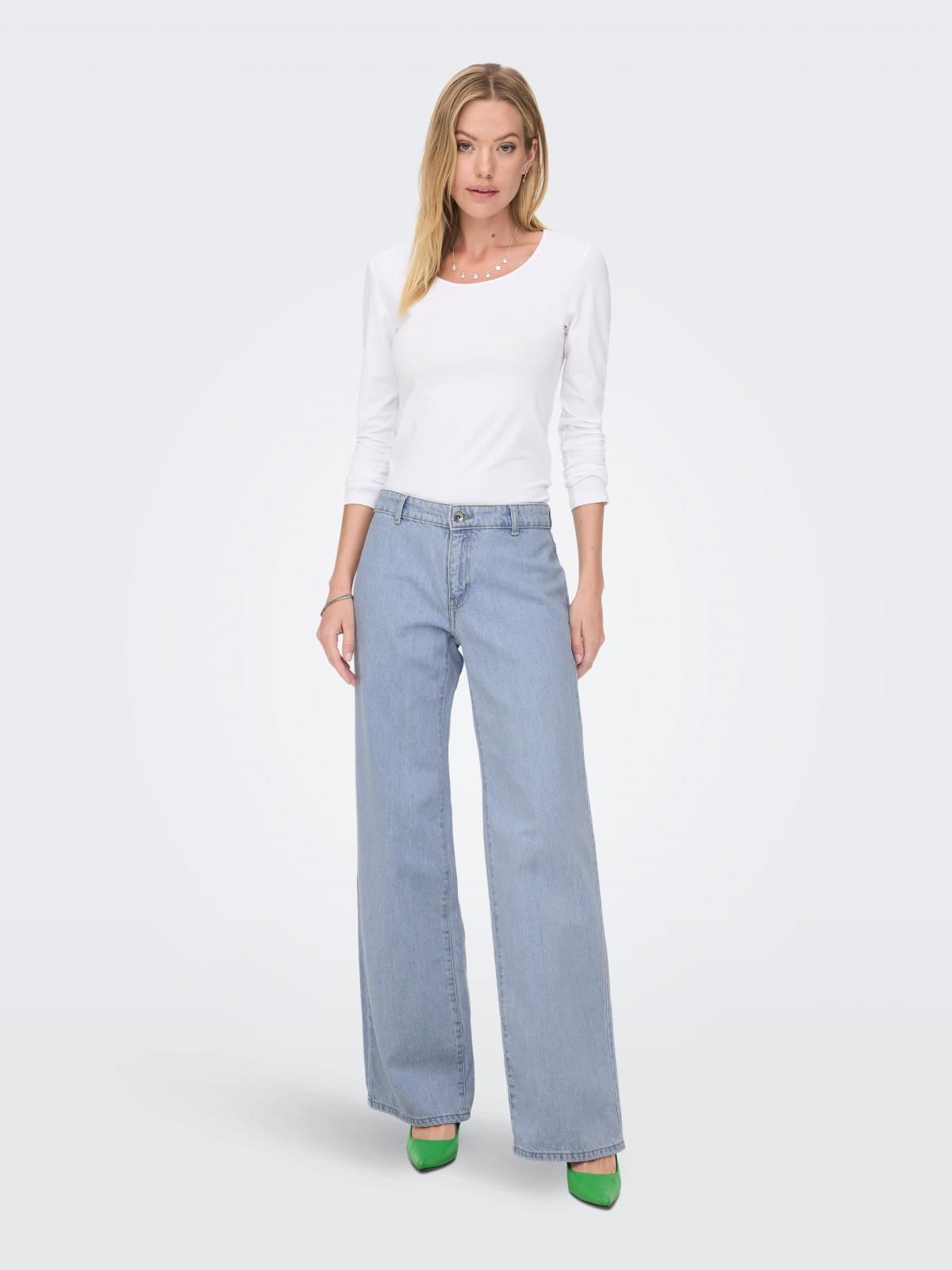 온리 트렌디 로우웨이스트 와이드핏 데님 팬츠 15287525_2116 BLUE / LIGHT BLUE DENIM - 상세 이미지 5