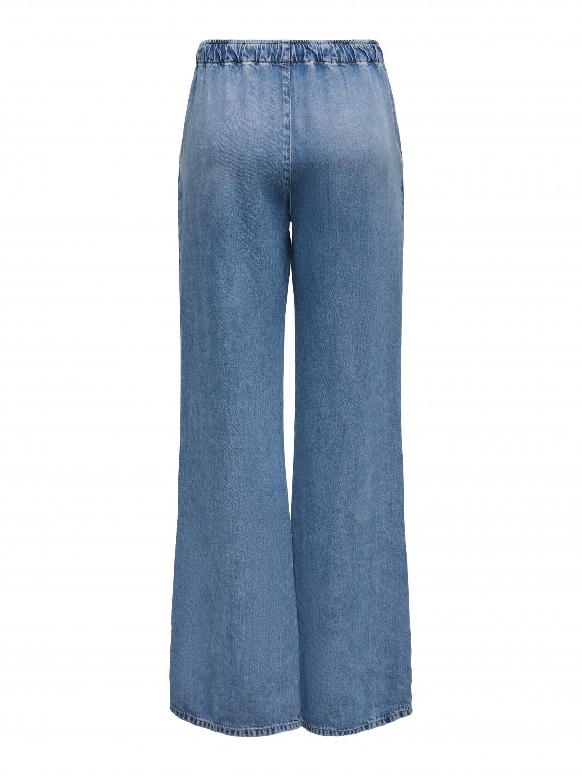 온리 트렌디 하이웨이스트 데님 와이드핏 팬츠 15354309_2116 BLUE / LIGHT BLUE DENIM - 상세 이미지 4