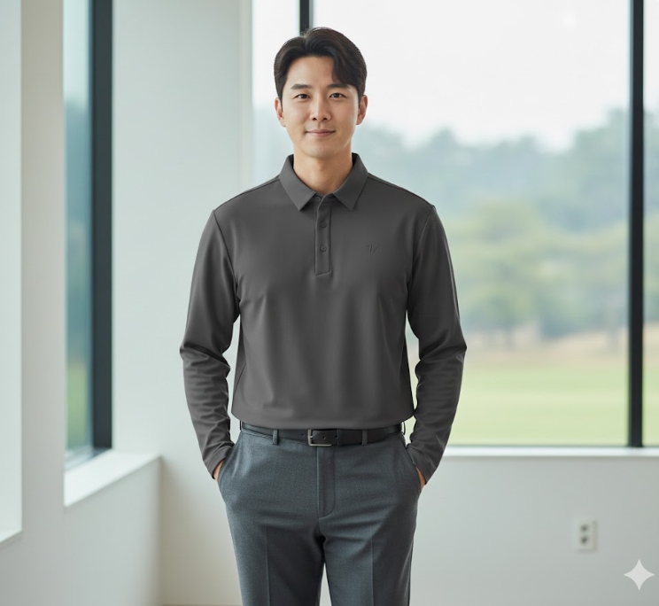 볼빅 남성 초겨울 패치로고 약기모 필드룩 골프웨어 스윙 카라 티셔츠 - 상세 이미지 2