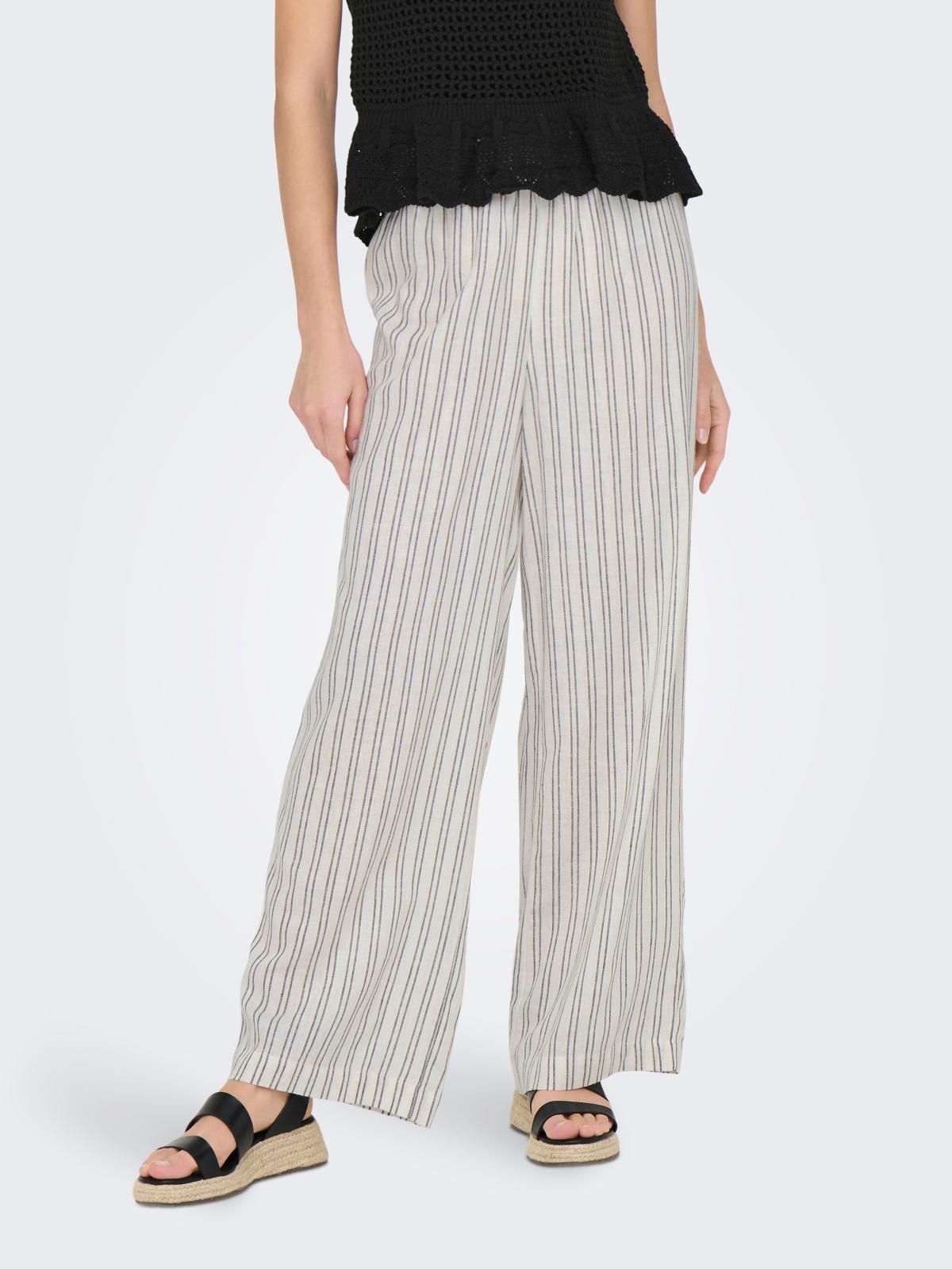 온리 스트라이프 와이드 스트레이트핏 팬츠 15315843_5_1101026 WHITE / BRIGHT WHITE - 메인 이미지