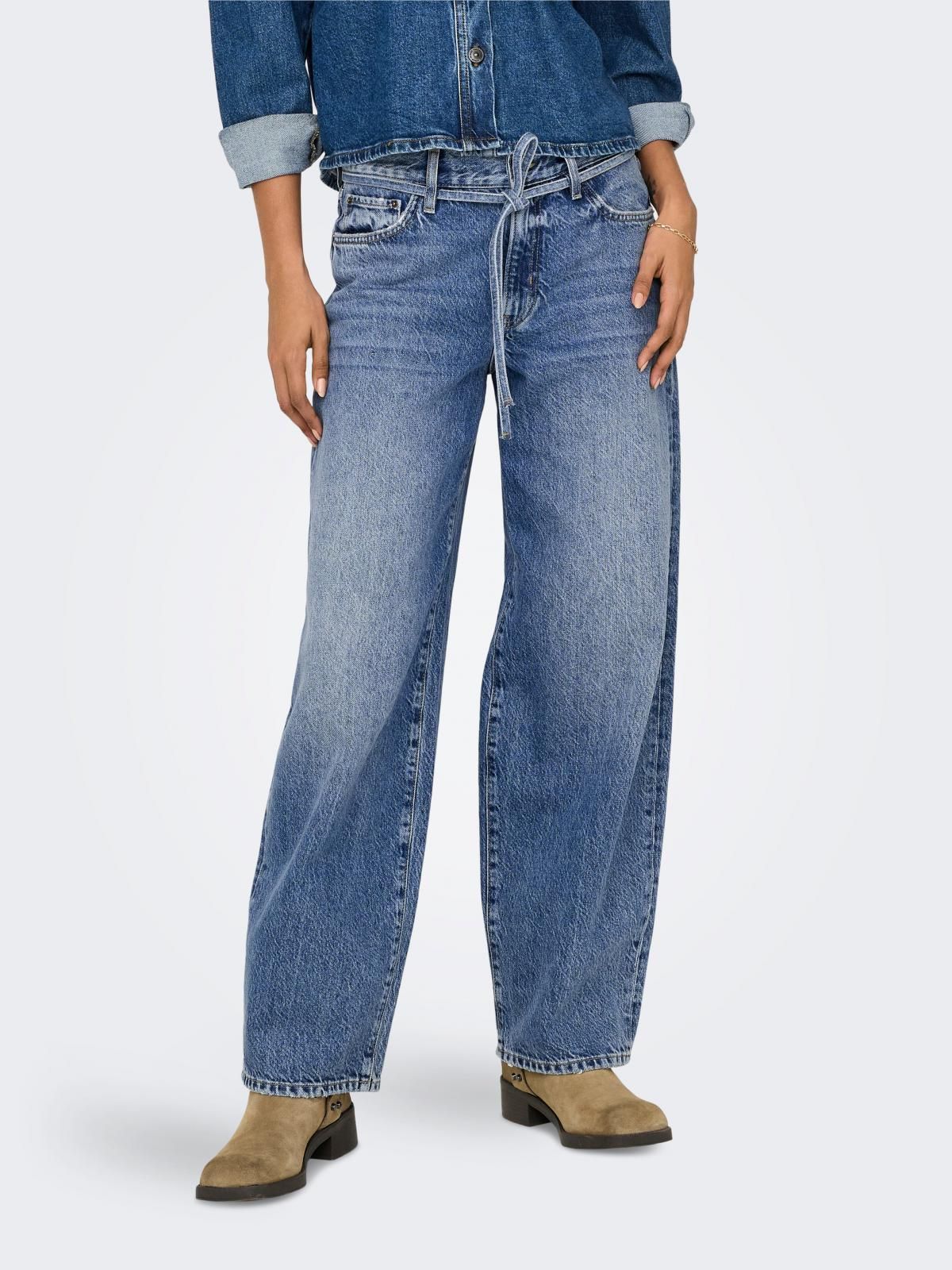 온리 미드웨이스트 벌룬핏 스트레이트 청바지 15325796_2115 BLUE / MEDIUM BLUE DENIM - 메인 이미지