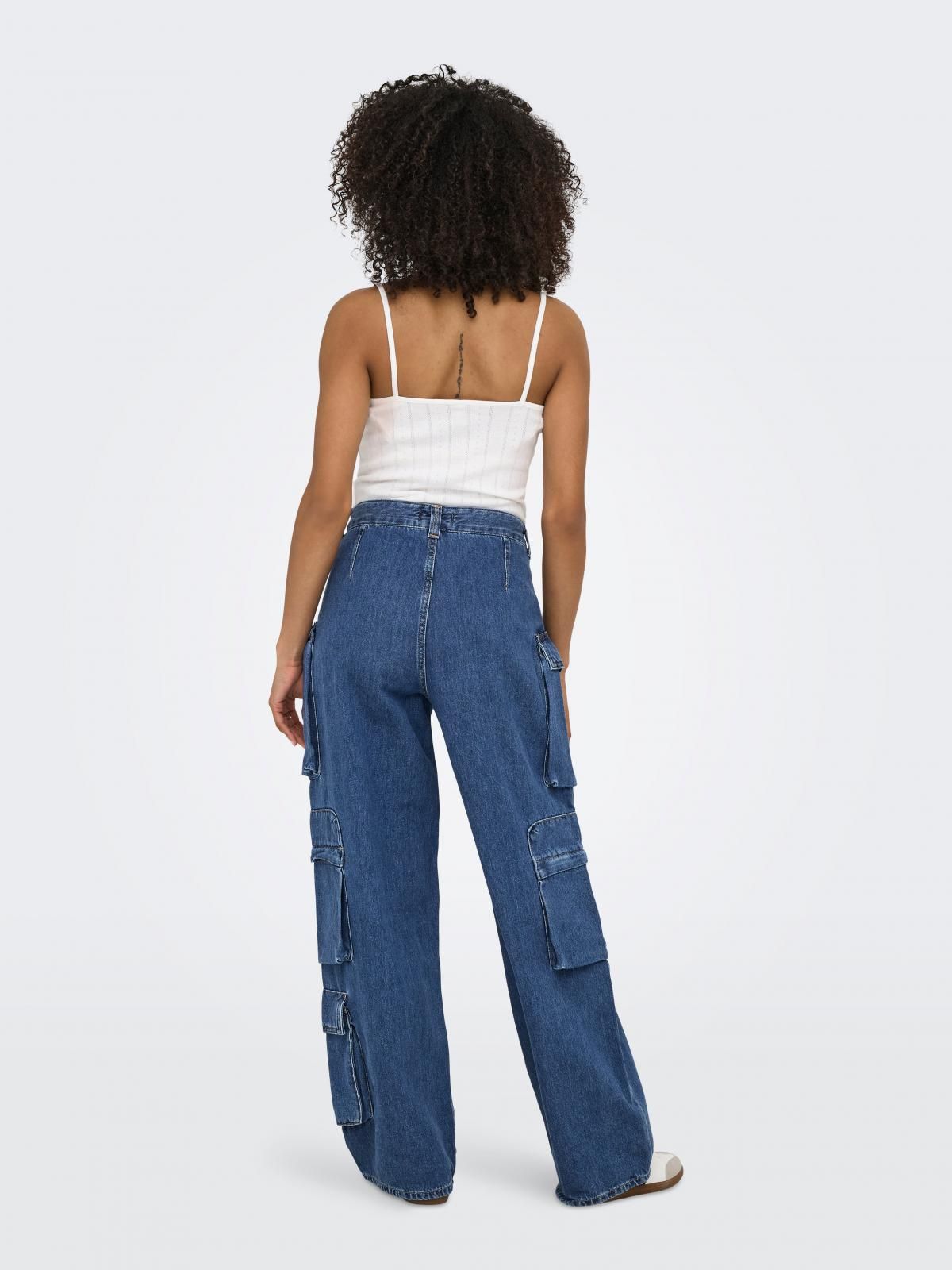 온리 테크니컬 와이드핏 데님 청바지 15274037_2115 BLUE / MEDIUM BLUE DENIM - 상세 이미지 2