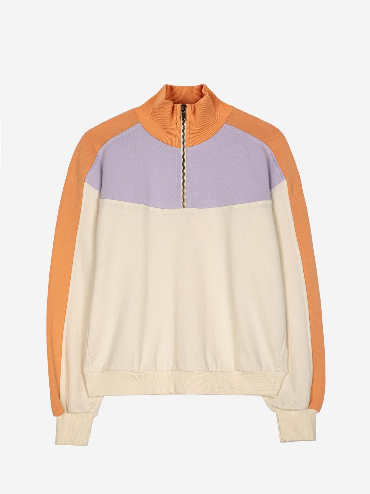 보보쇼즈 컬러블록 오가닉 코튼 하이넥 집업 스웻셔츠 123TD009 ONE COLOR - 상품 이미지