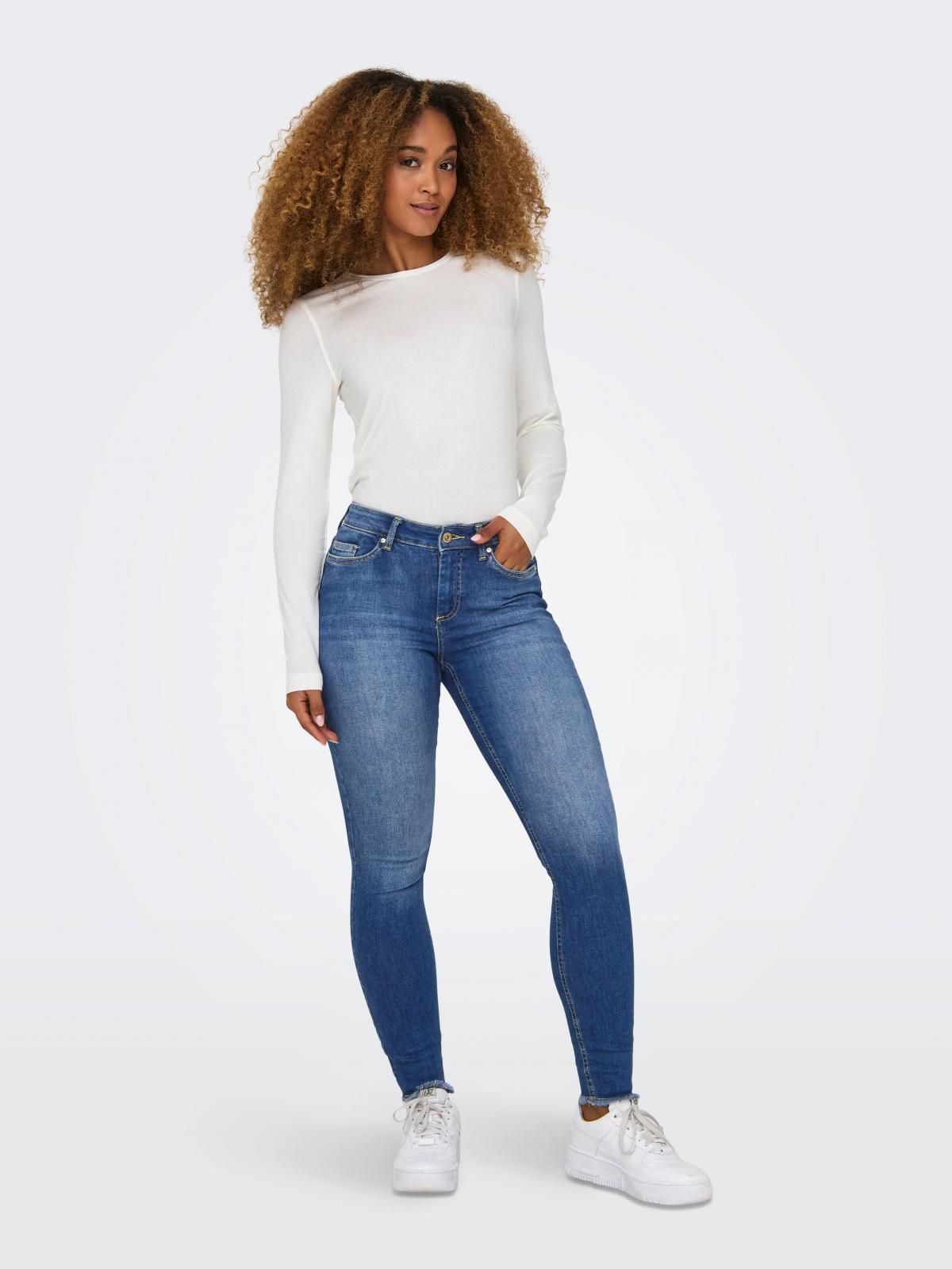 온리 슈퍼스트레치 미드웨이스트 스키니핏 진 15293282_2115 BLUE / MEDIUM BLUE DENIM - 상세 이미지 5