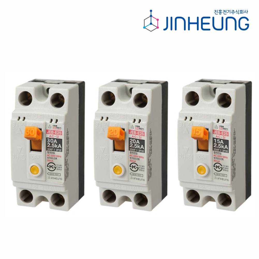 산업용 IGR 누전차단기 JEB-E2SH AC-SI 2P 30A 20A 15A 분전함 유효성분동작형 차단기 진흥전기 - 상품 이미지