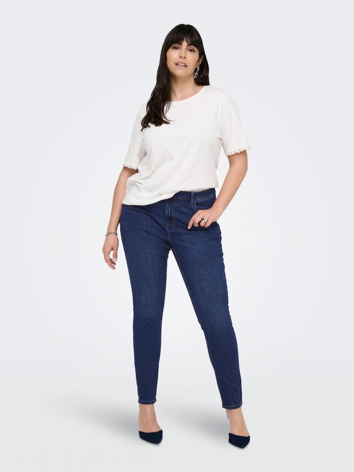온리 플러스사이즈 데님 스키니핏 진 15355014_2115 BLUE / MEDIUM BLUE DENIM - 상세 이미지 5