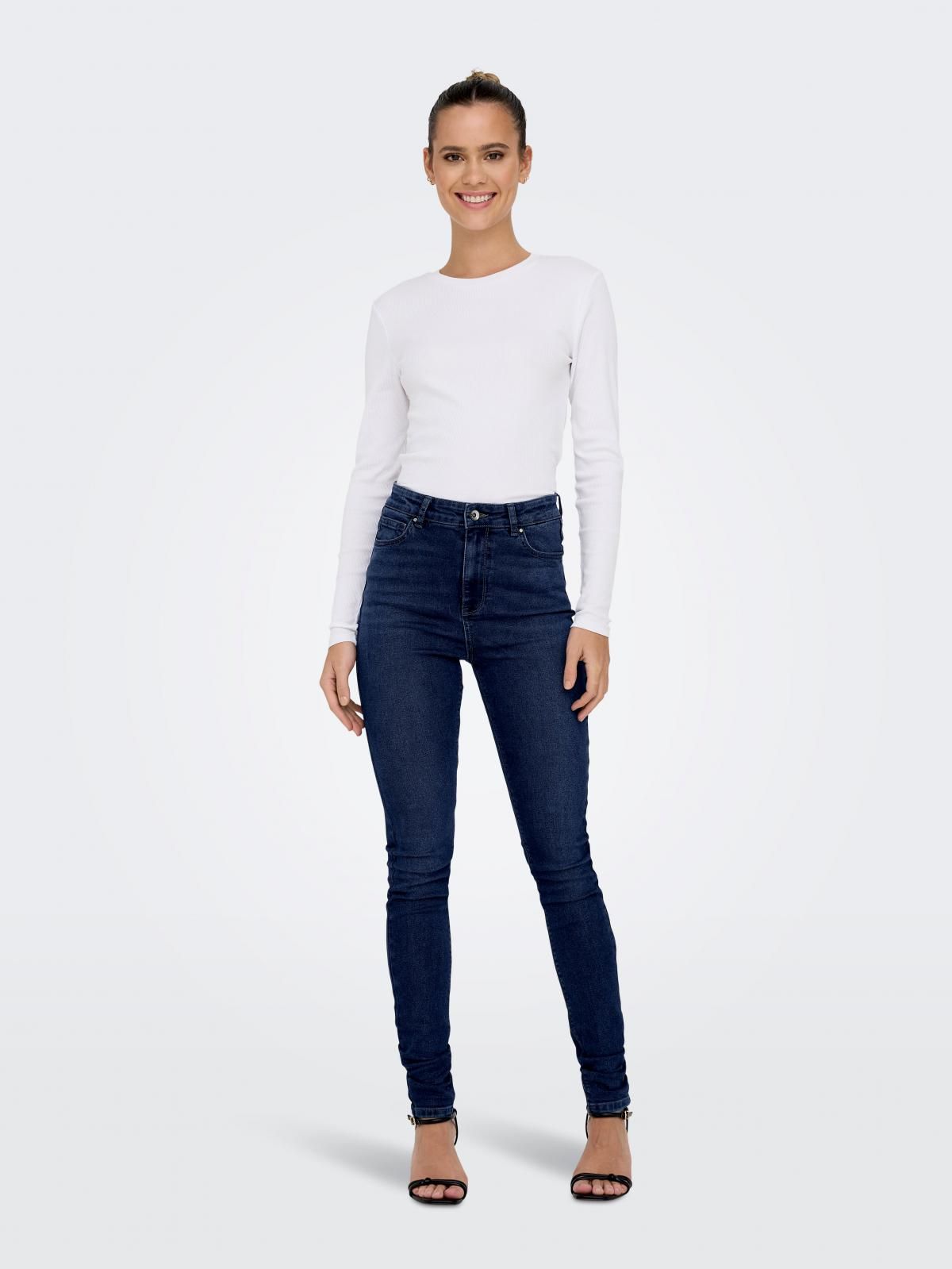 온리 하이웨이스트 데님 스키니핏 청바지 15309884_7024 BLUE / DARK MEDIUM BLUE DENIM - 상세 이미지 5