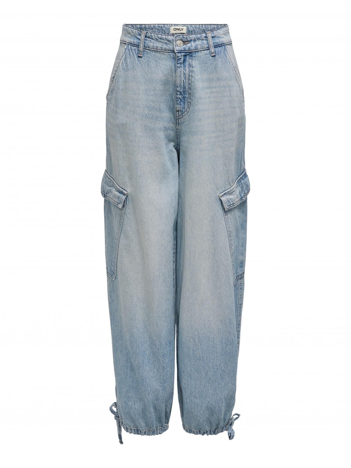 온리 하이웨이스트 와이드핏 데님 카고 진 15334982_2116 BLUE / LIGHT BLUE DENIM - 상세 이미지 3