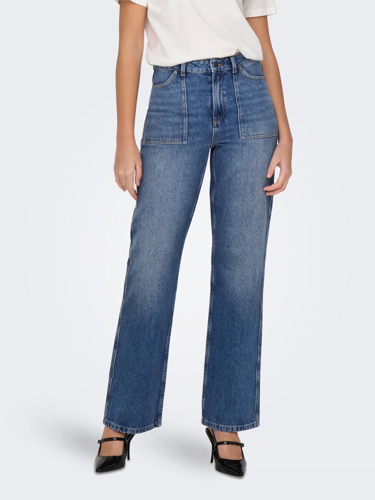 제이디와이 하이웨이스트 데님 와이드핏 진 15308196_2115 BLUE / MEDIUM BLUE DENIM - 상품 이미지
