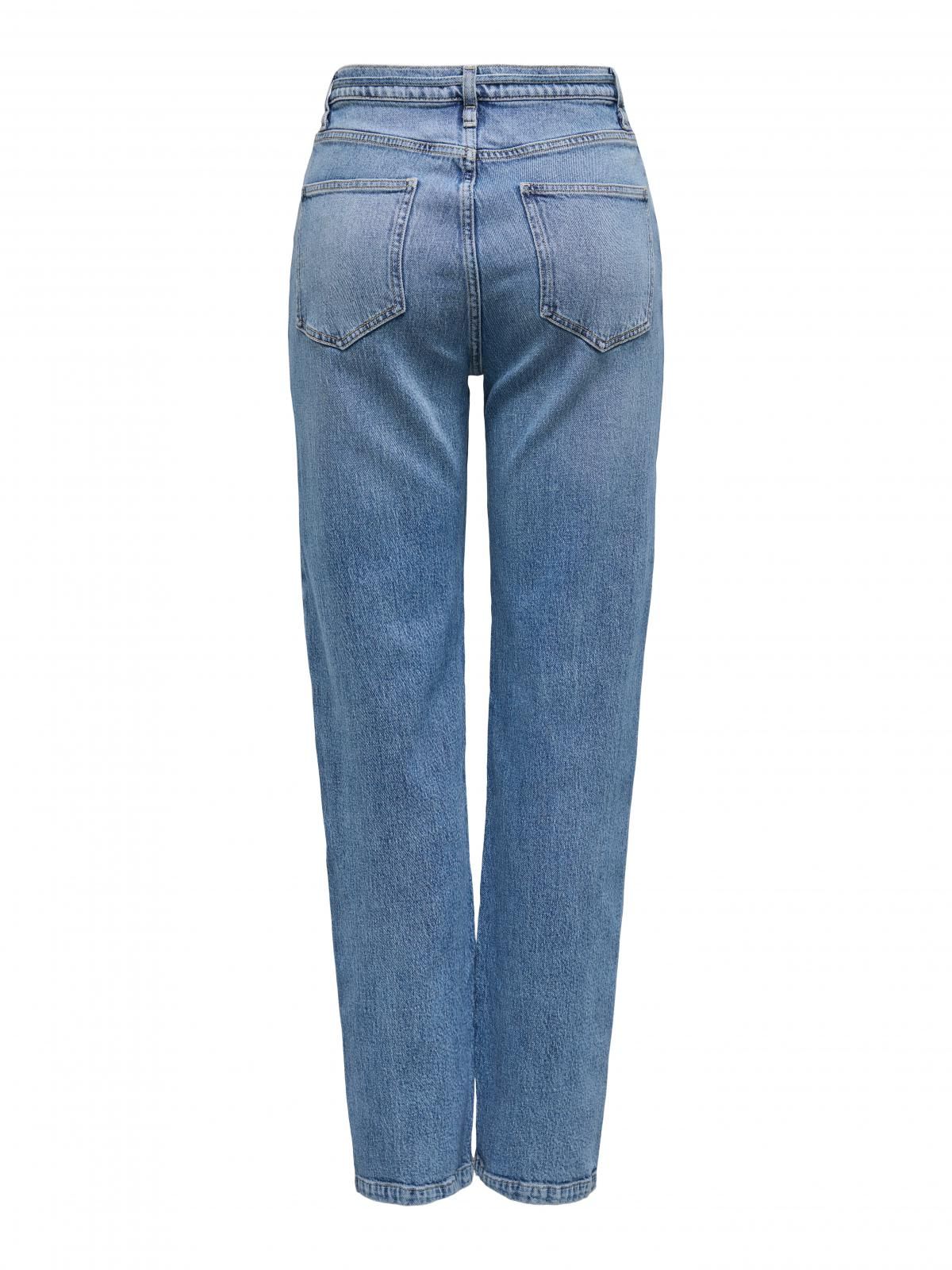 온리 하이웨이스트 슬림 스트레이트핏 청바지 15347668_2115 BLUE / MEDIUM BLUE DENIM - 상세 이미지 4