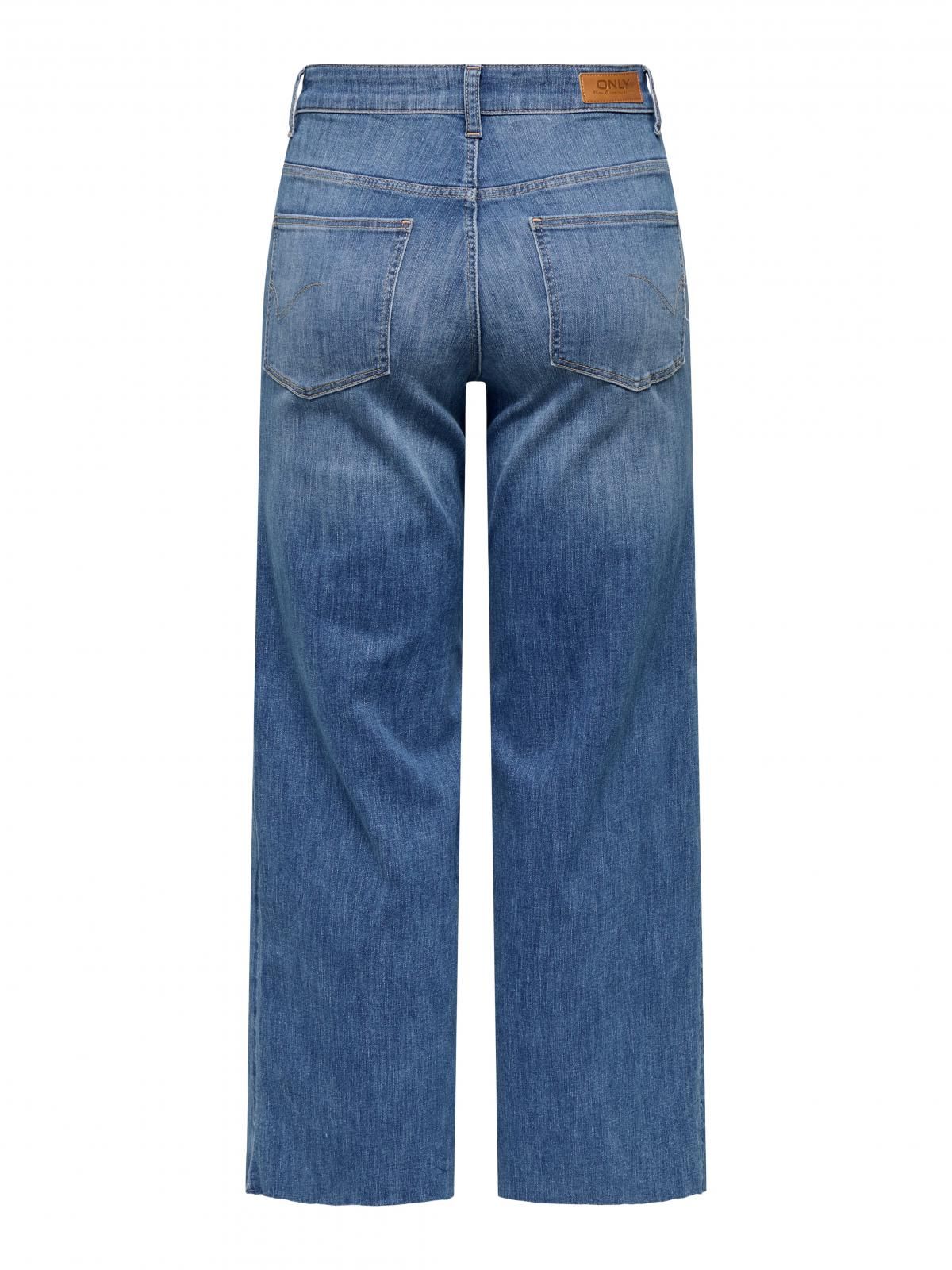 온리 데님 하이웨이스트 크롭 와이드핏 진 15349810_2115 BLUE / MEDIUM BLUE DENIM - 상세 이미지 4