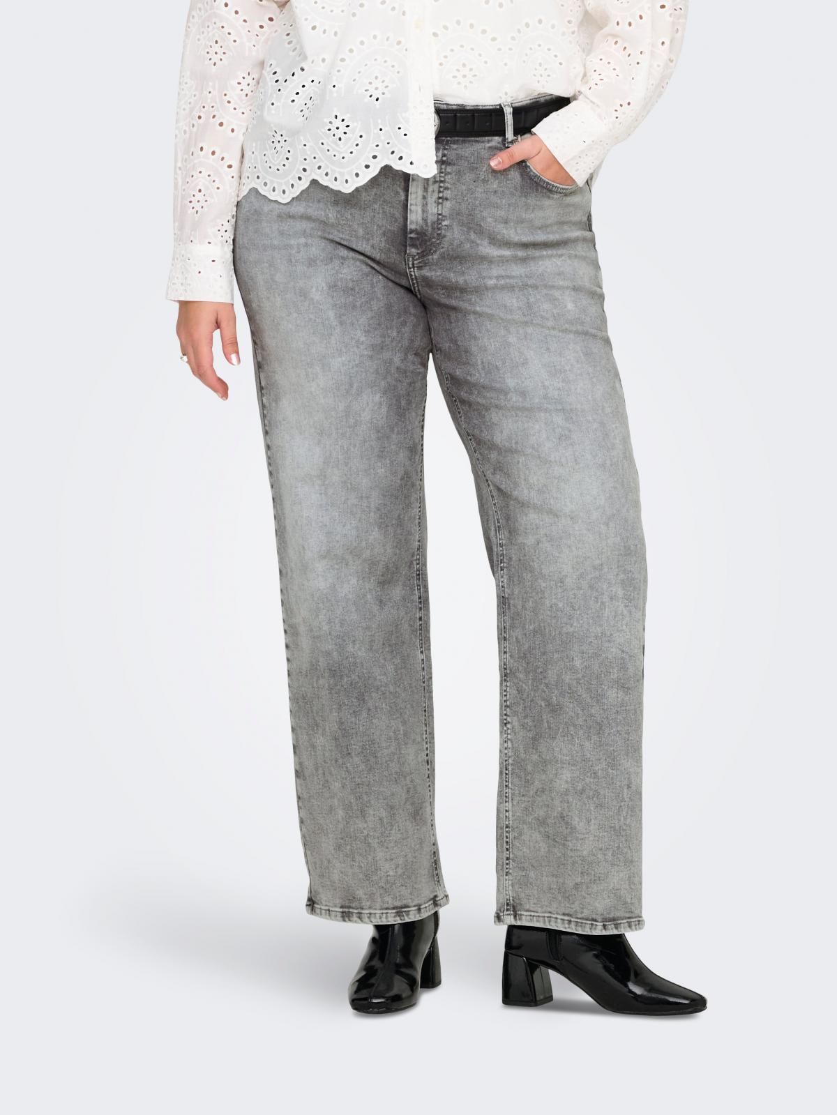 온리 하이웨이스트 와이드핏 데님 팬츠 15352602_3601 GREY / GREY DENIM - 상품 이미지