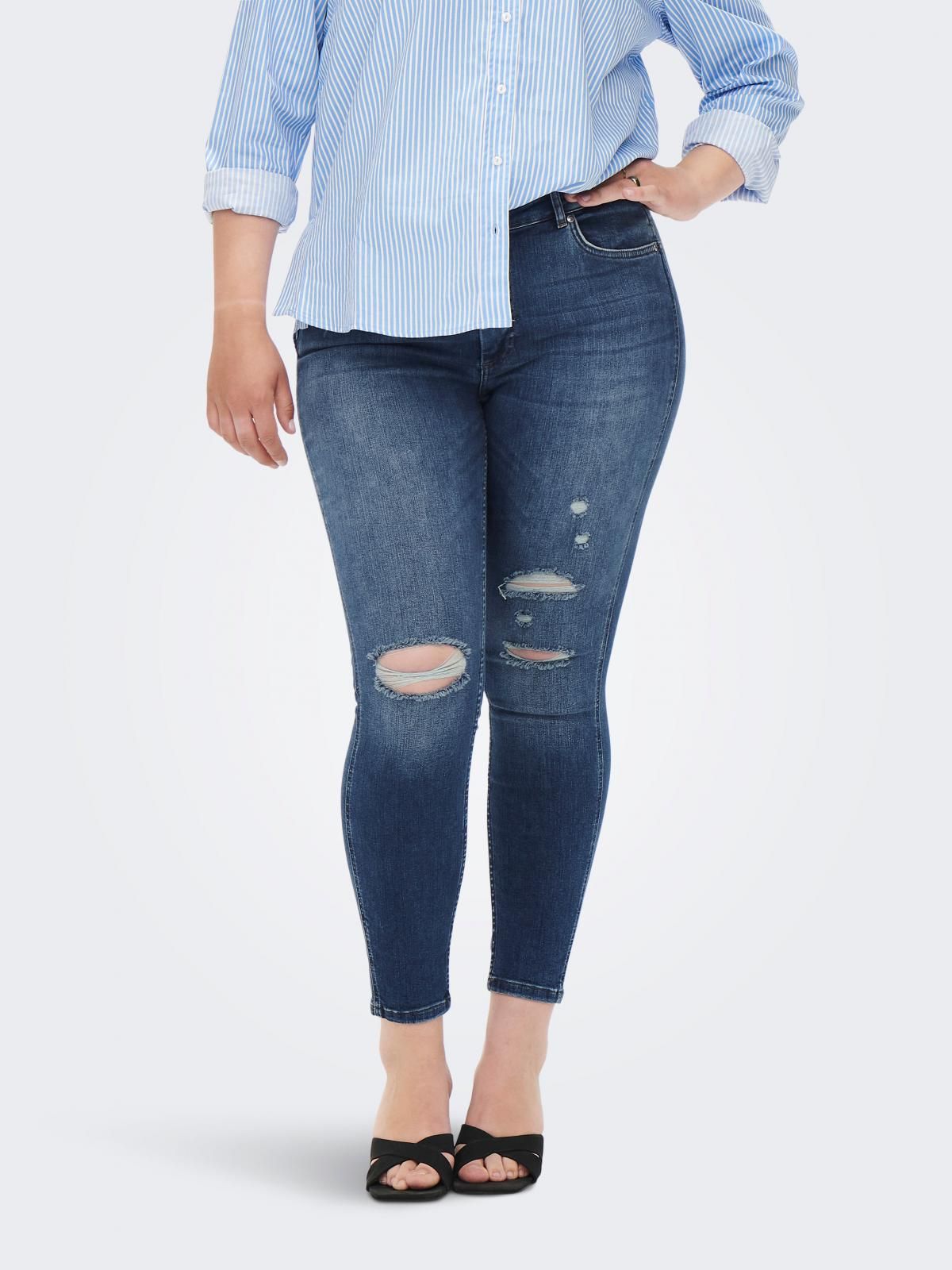 온리 미드웨이스트 테크니컬 스키니핏 진 15267793_2115 BLUE / MEDIUM BLUE DENIM - 상품 이미지