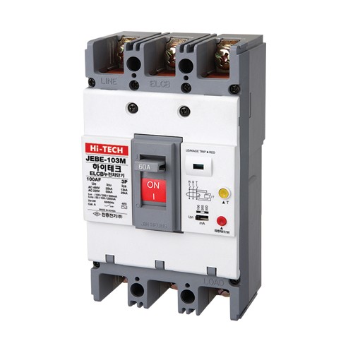 산업용 누전차단기 JEBE-103M 100AF 3P 100A 75A 60A 50A 40A 분전함 전등 콘센트 차단기 진흥전기 - 상세 이미지 4